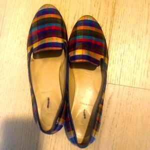 JCrew Silk Checker Flats